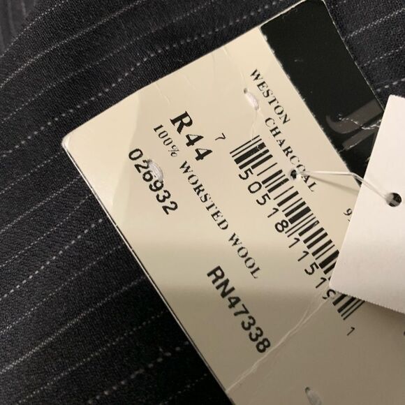 New Jones New York Elements Mens Charcoal Wool‎ Blazer Size 44R Striped Jacket - Picture 4 of 9